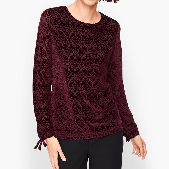 NWT Talbots Black Burnout Velvet Tie Sleeve Plus Petite XP - Picture 3 of 16